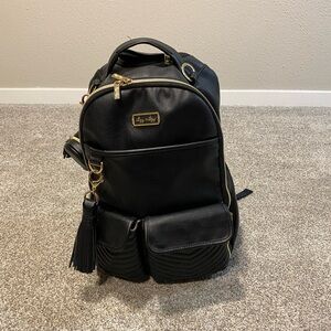 Itzy Ritzy Black Backpack with Structured Design and Metallic Accents
